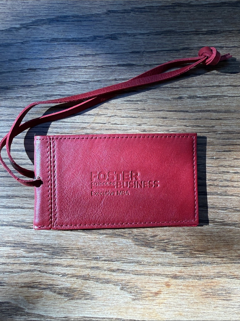 Red Leather Luggage Tag UW Foster School